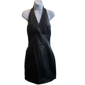 Harley Davidson Black Leather Halter Dress Size 8